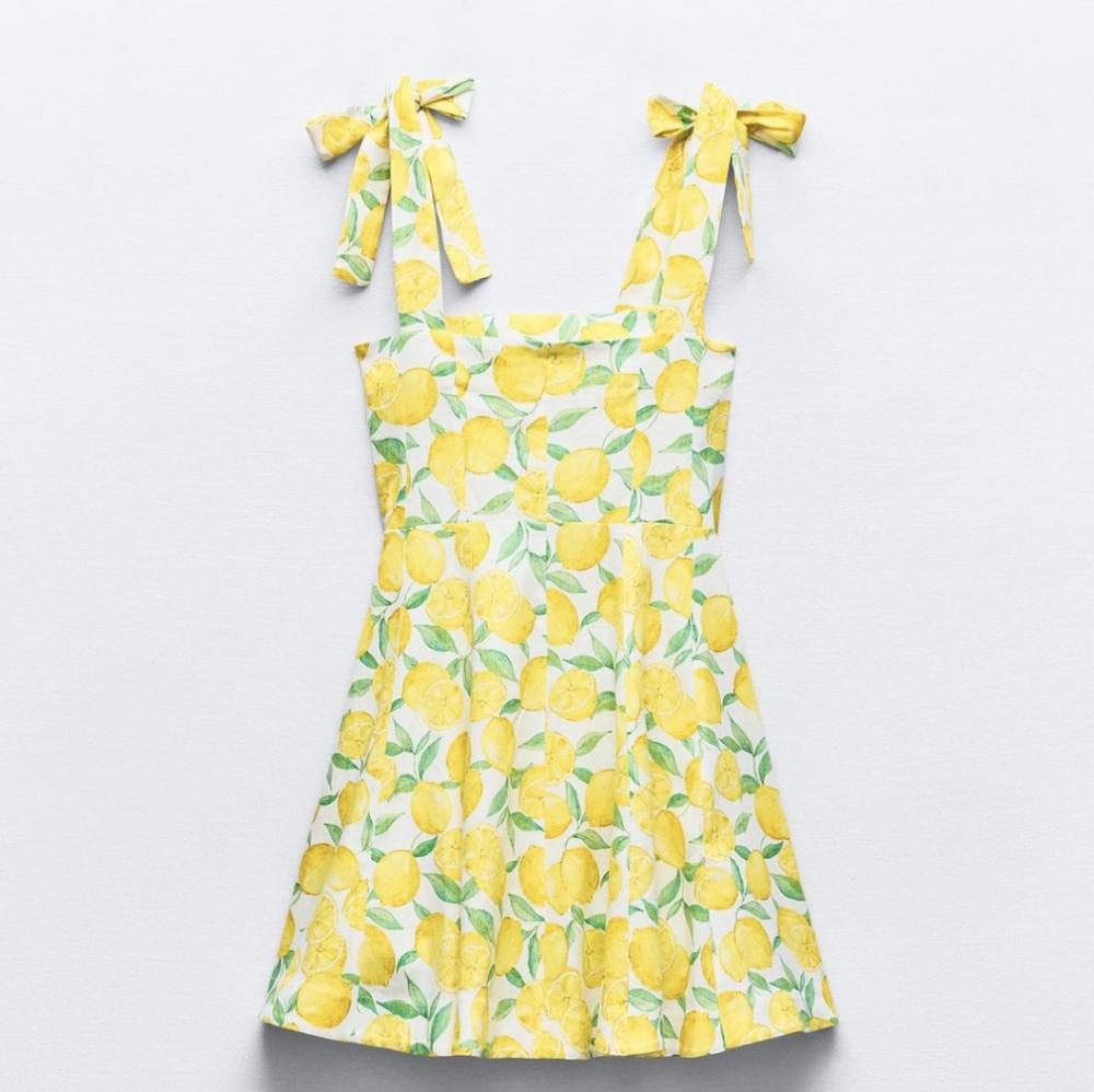 Zara Linen Blend Lemon Dress NWT SOLD OUT